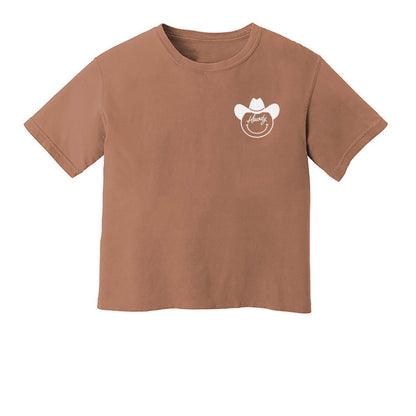 Howdy Cowboy Cursive Washed Crop Tee