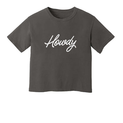 Howdy Cursive Washed Crop Tee