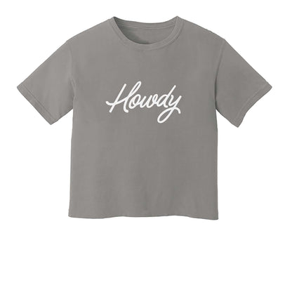 Howdy Cursive Washed Crop Tee