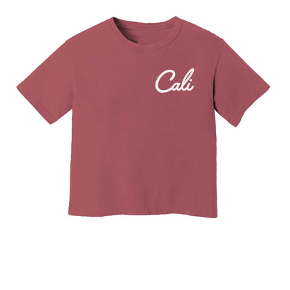 Cali Cursive Washed Crop Tee