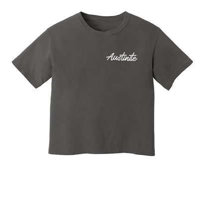 Austinite Cursive Washed Crop Tee