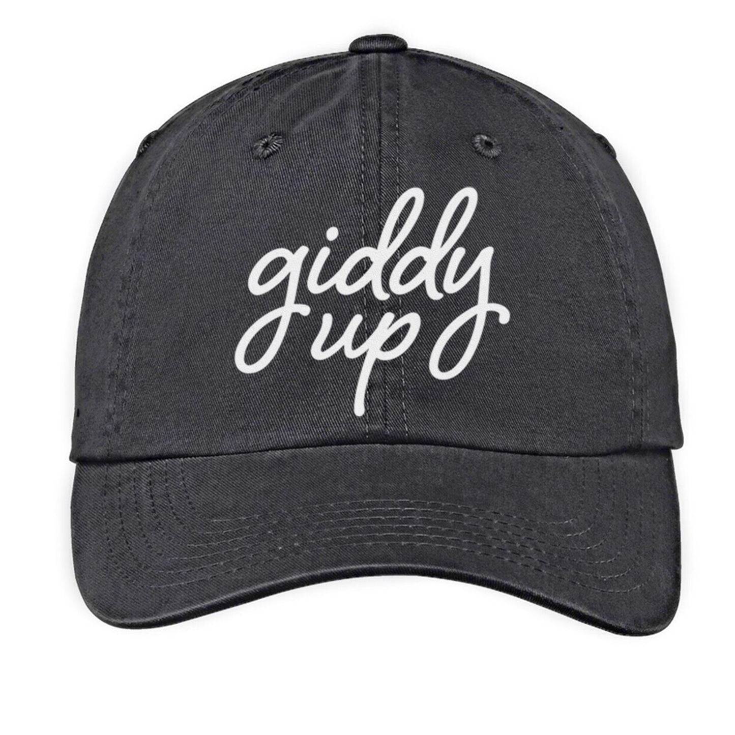 Giddy Up Cursive Stacked Baseball Cap