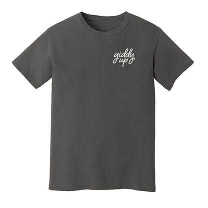 Giddy Up Cursive Stacked Washed Tee