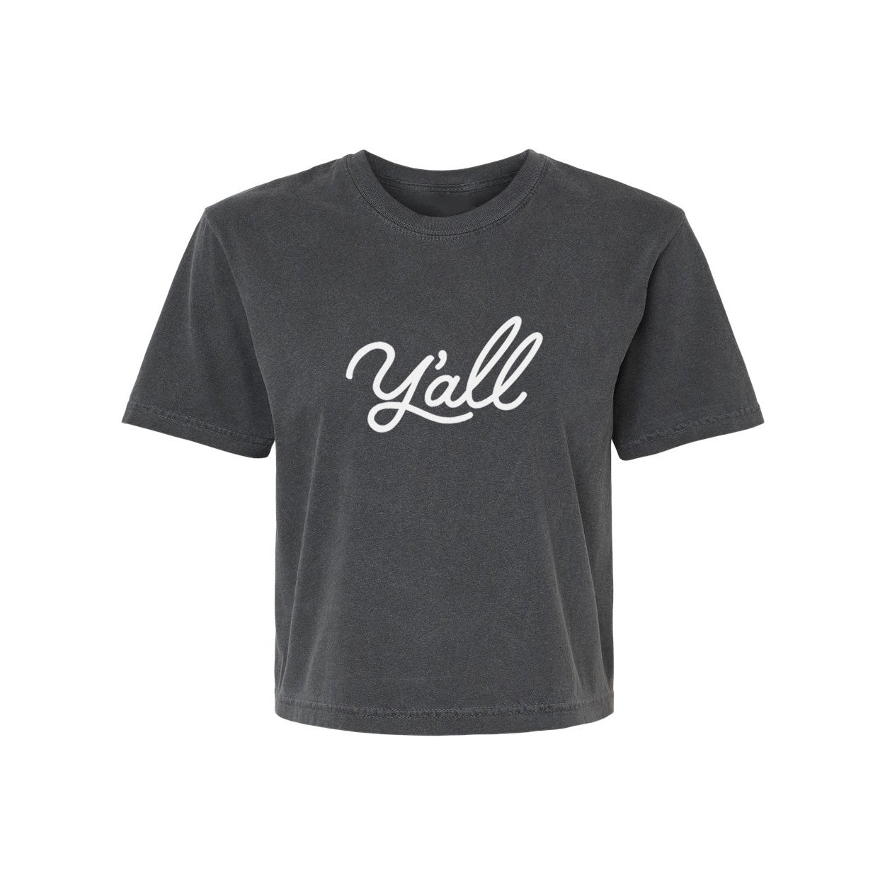 Y'all Cursive Washed Crop Tee