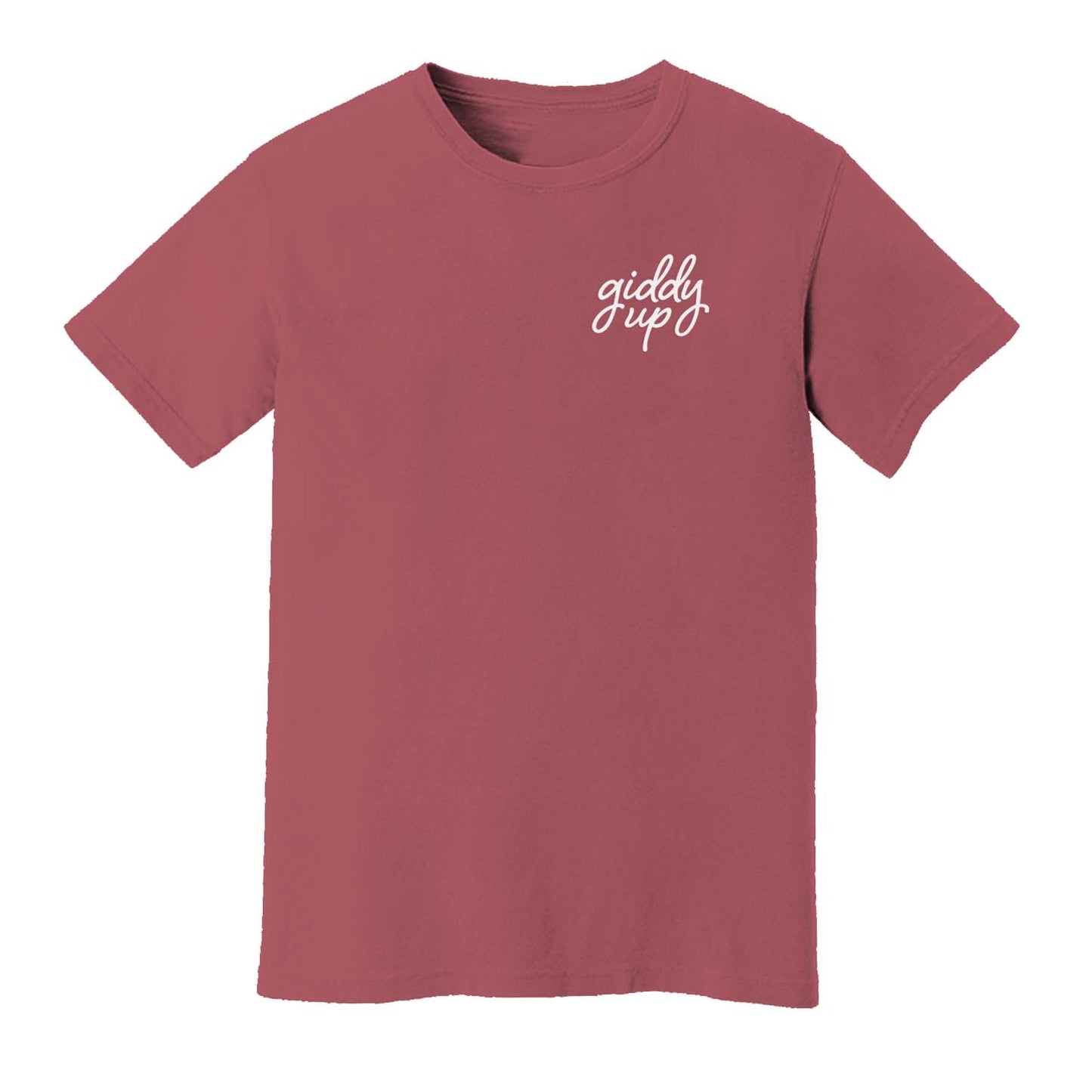 Giddy Up Cursive Stacked Washed Tee