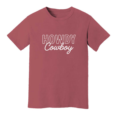 Howdy Cowboy Stacked Washed Tee