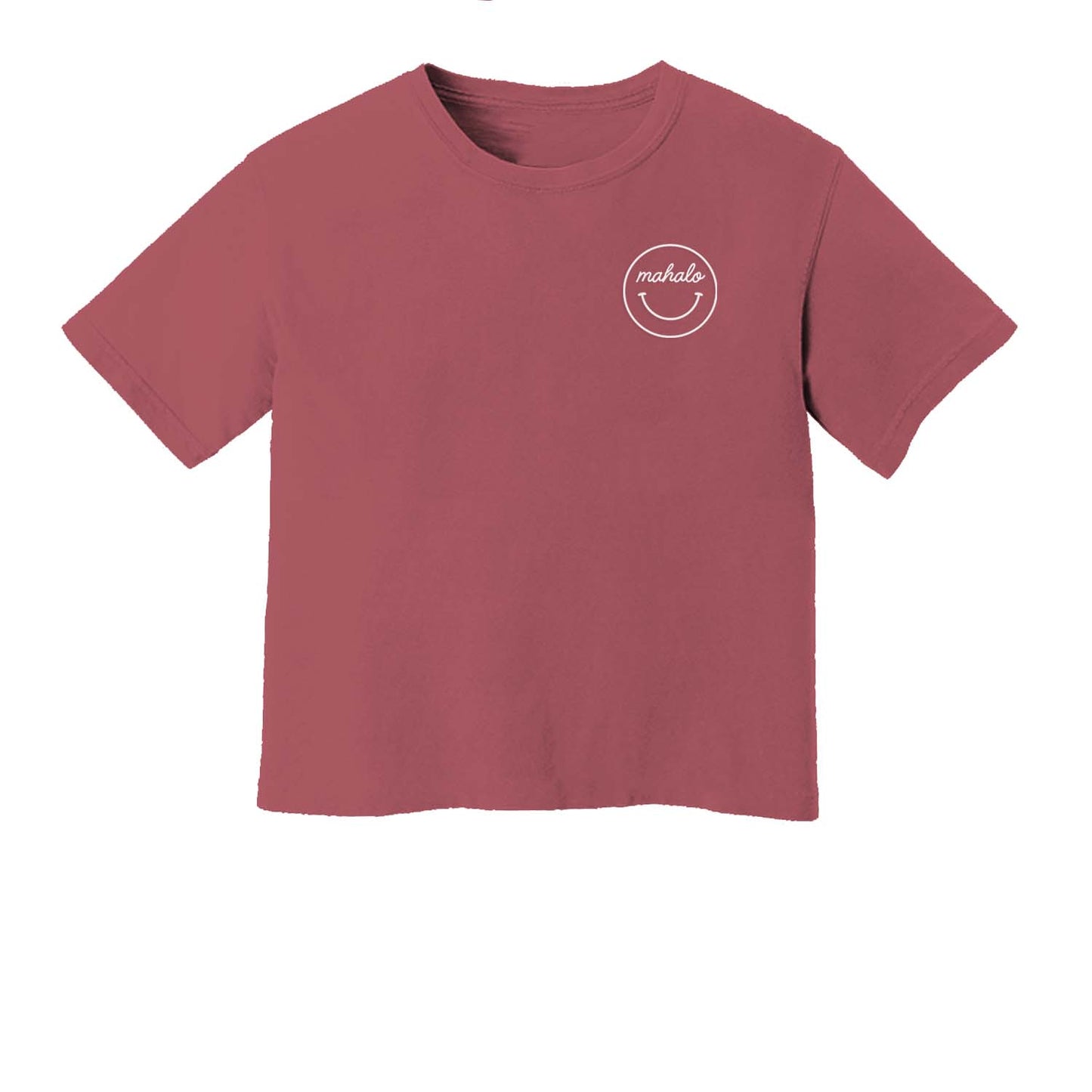 Mahalo Smiley Face Washed Crop Tee