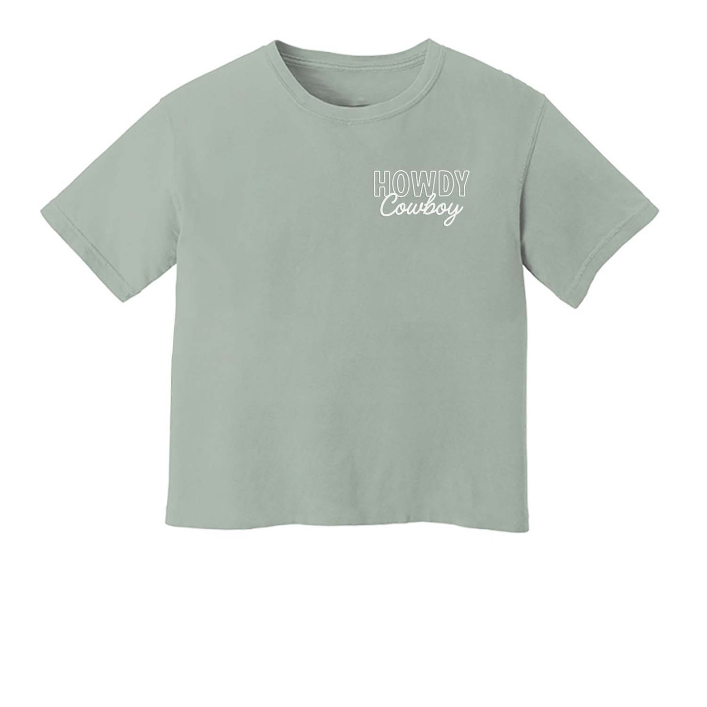 Howdy Cowboy Stacked Washed Crop Tee