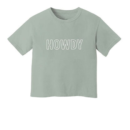 Howdy Outline Washed Crop Tee