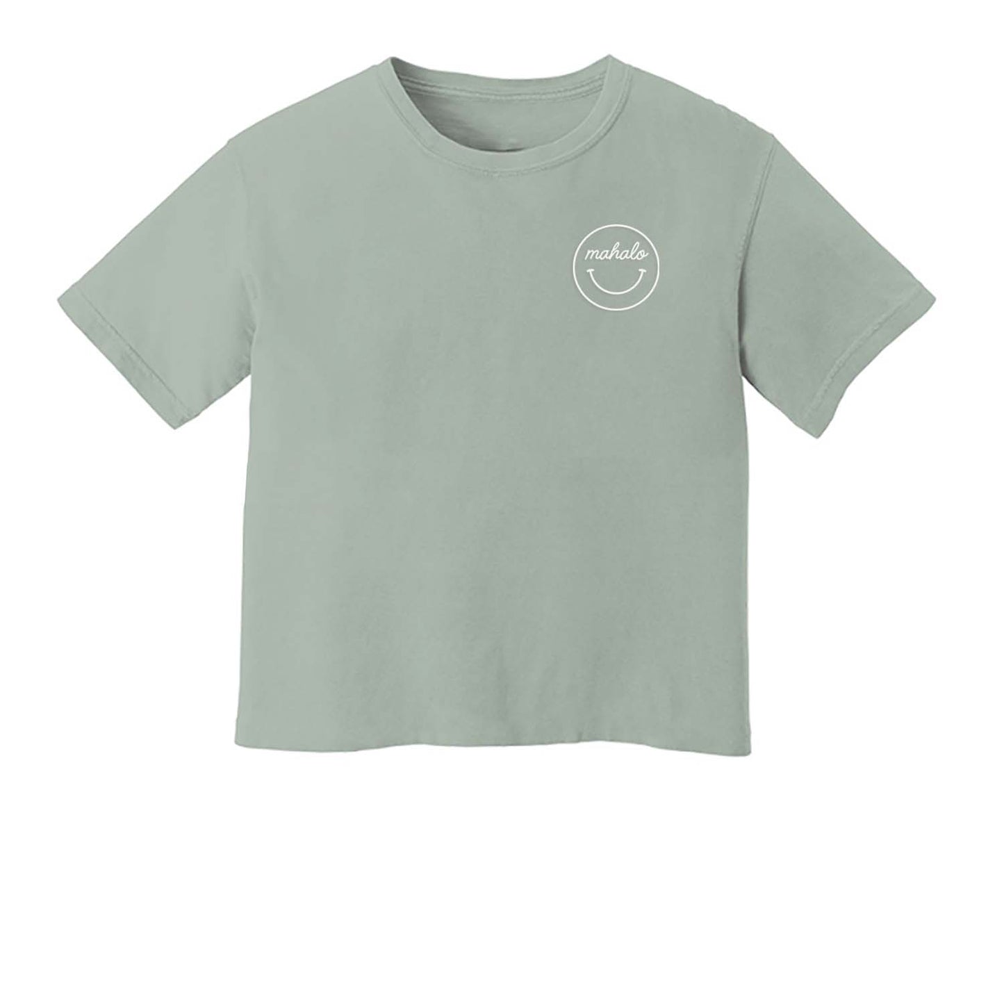 Mahalo Smiley Face Washed Crop Tee