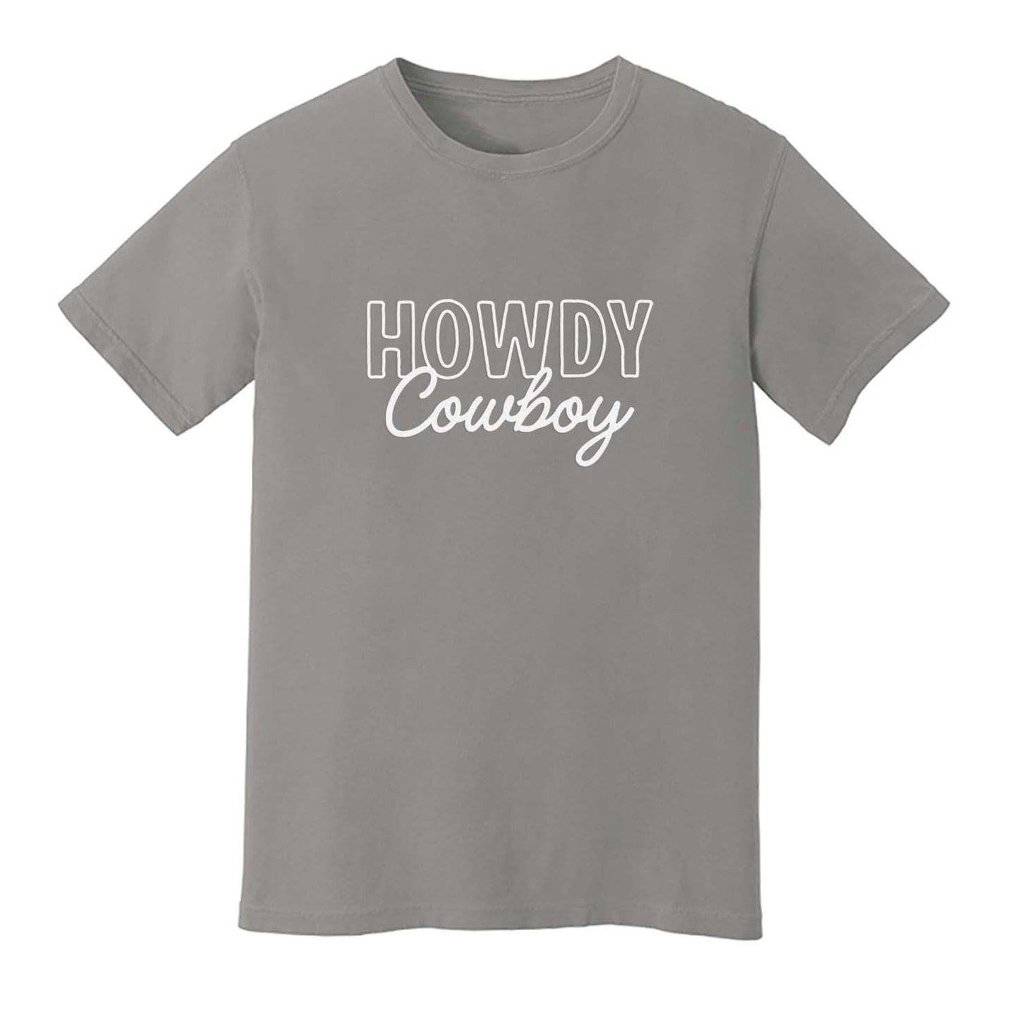 Howdy Cowboy Stacked Washed Tee