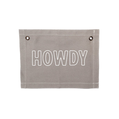 Howdy Outline Small Canvas Flag