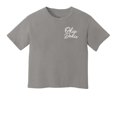 Okie Dokie Cursive Washed Crop Tee