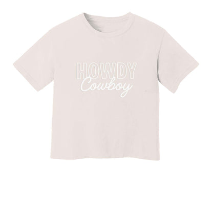 Howdy Cowboy Stacked Washed Crop Tee