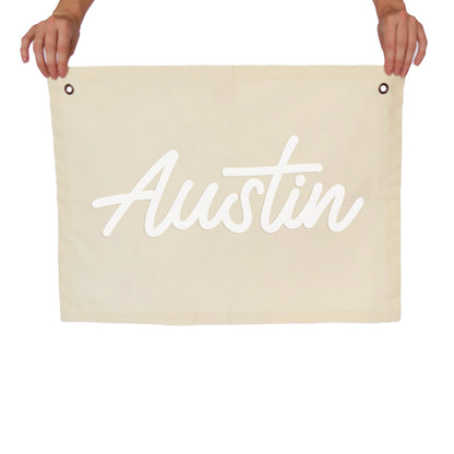 Austin Cursive Large Canvas Flag