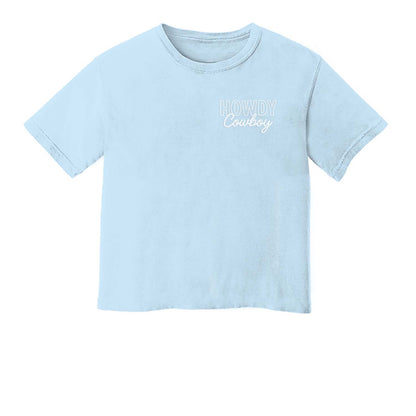 Howdy Cowboy Stacked Washed Crop Tee