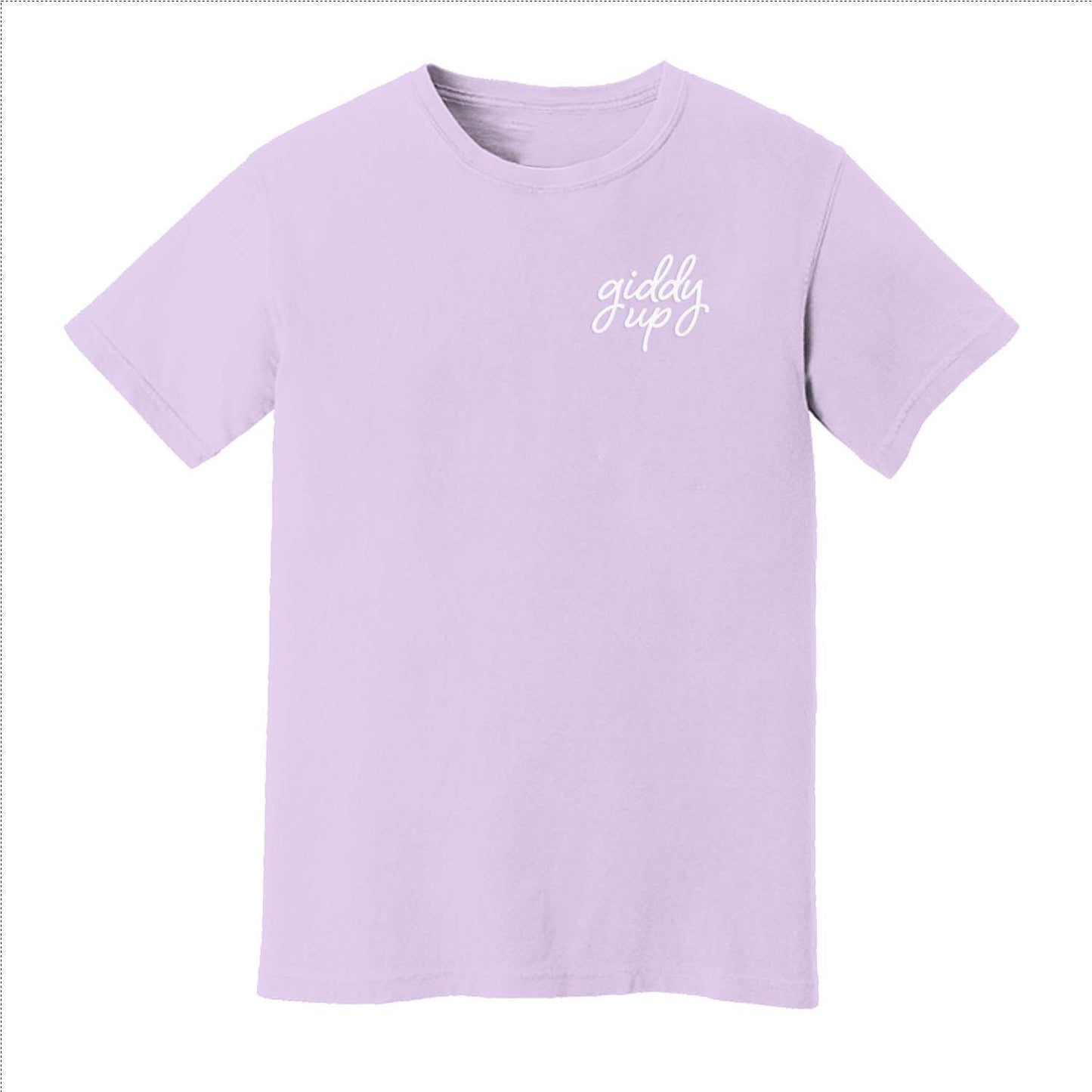 Giddy Up Cursive Stacked Washed Tee