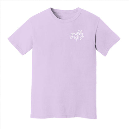 Giddy Up Cursive Stacked Washed Tee