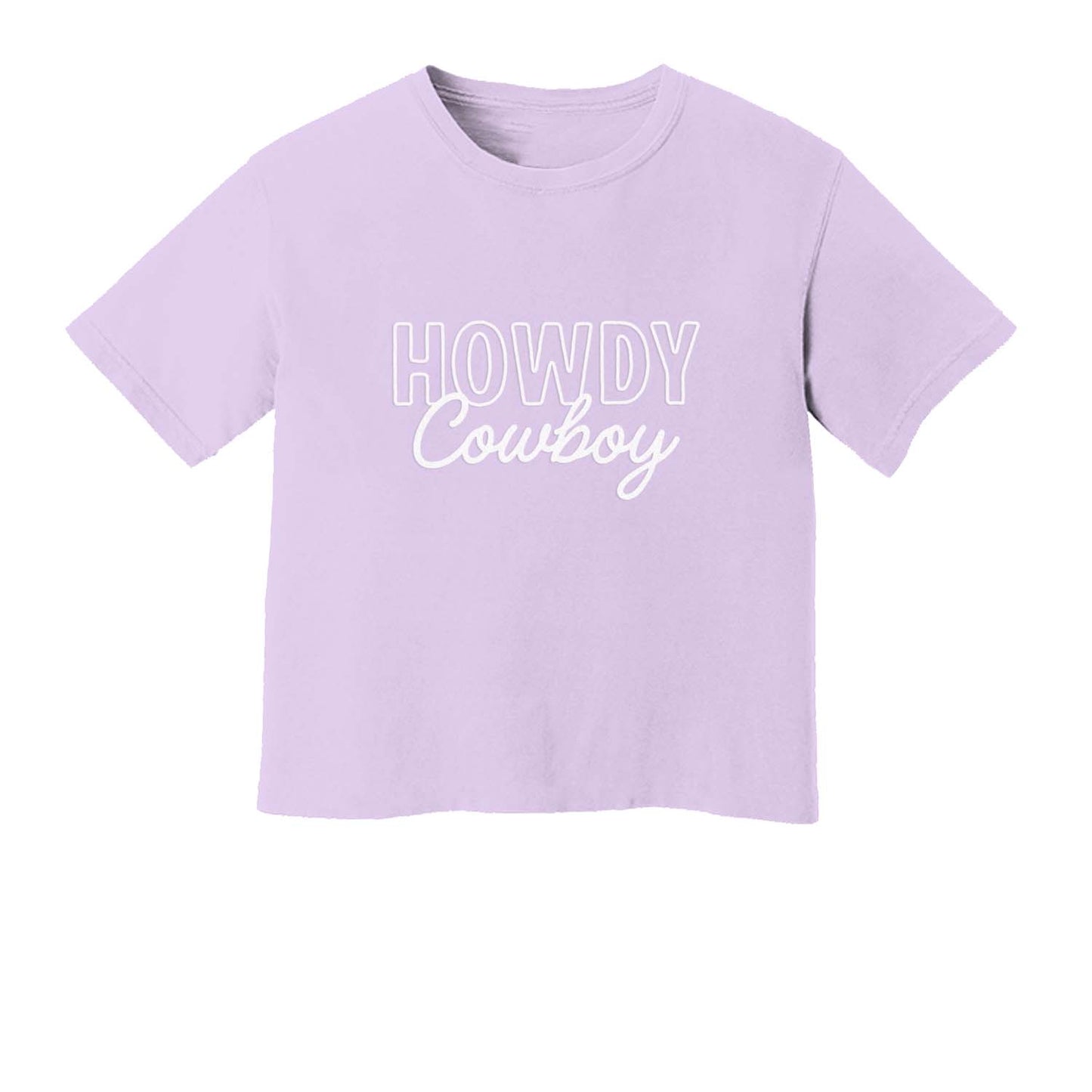 Howdy Cowboy Stacked Washed Crop Tee