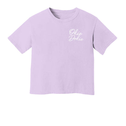 Okie Dokie Cursive Washed Crop Tee