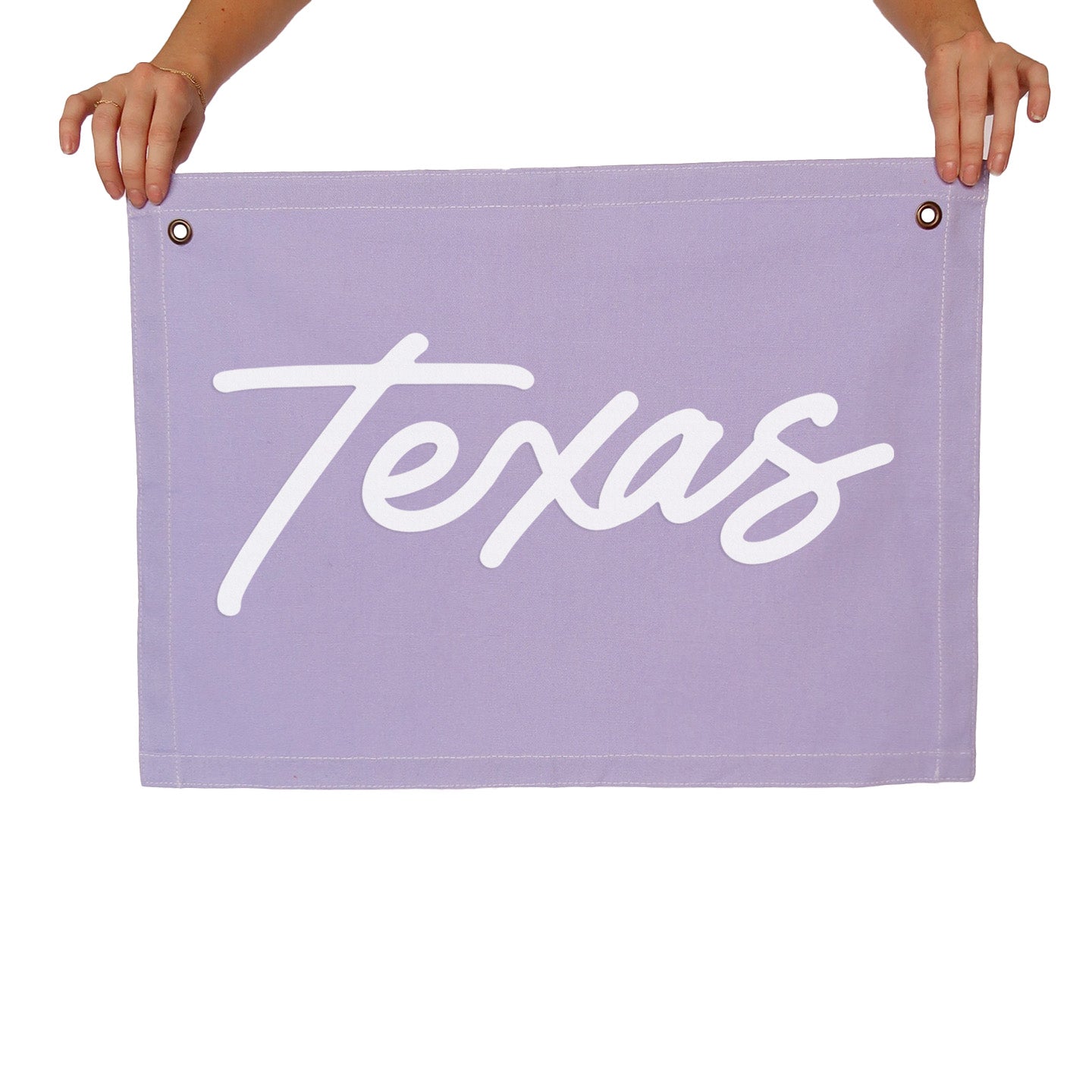 Texas Cursive Large Canvas Flag