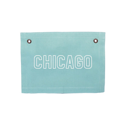 Chicago Outline Small Canvas Flag