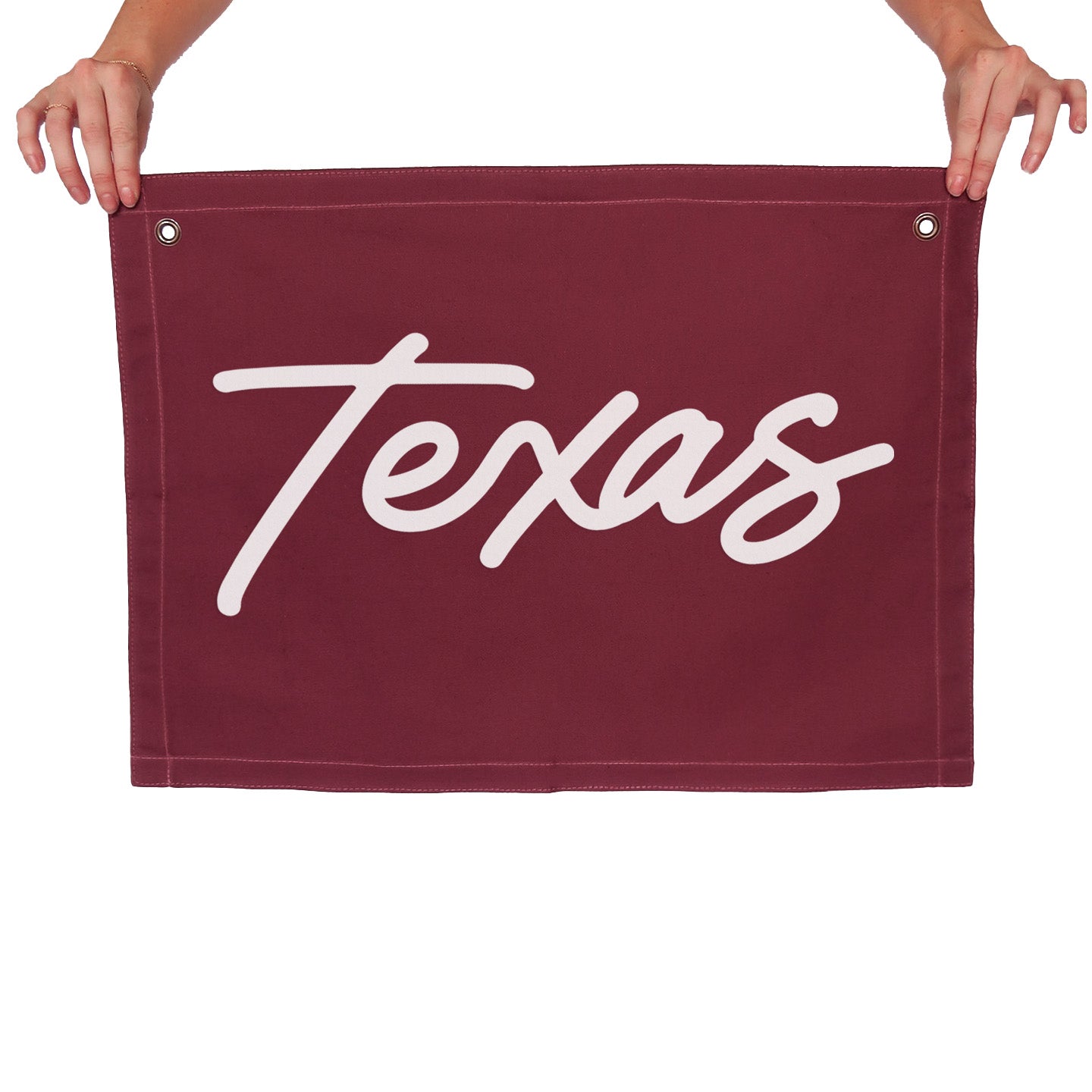 Texas Cursive Large Canvas Flag