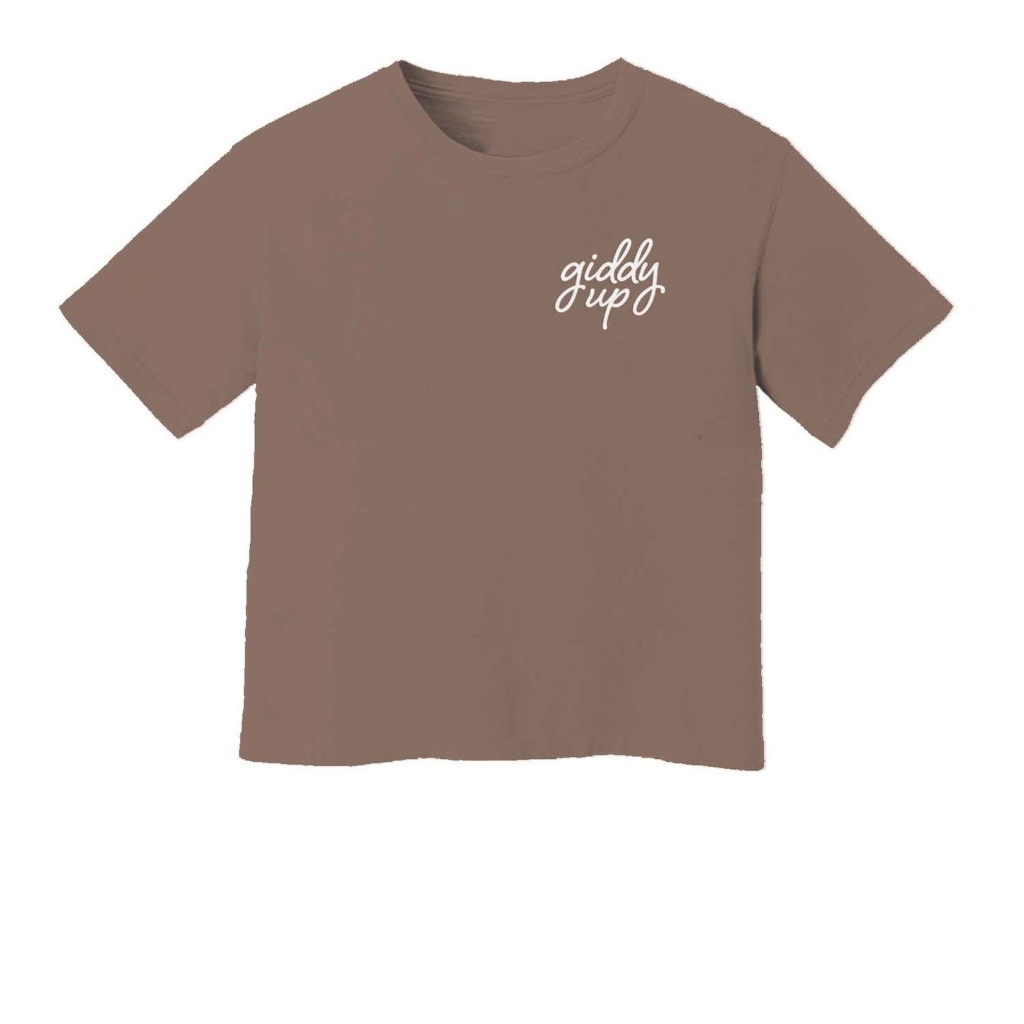 Giddy Up Cursive Stacked Washed Crop Tee