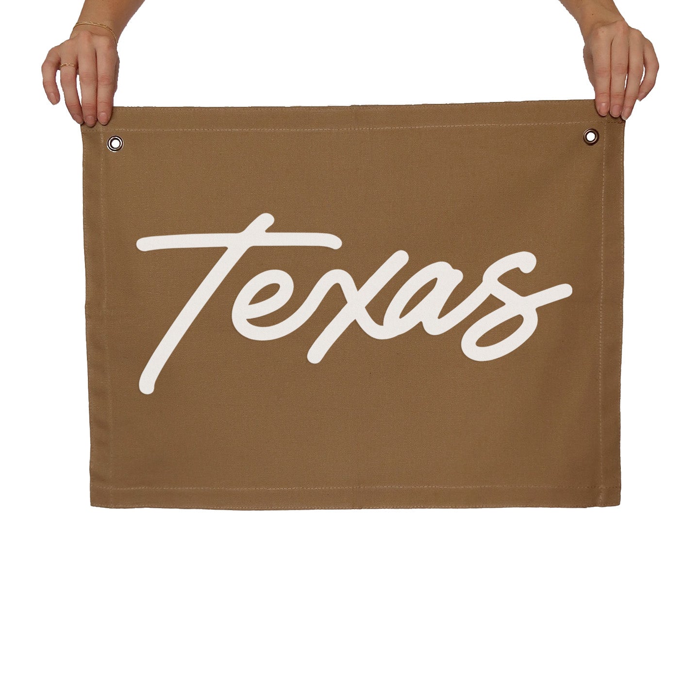 Texas Cursive Large Canvas Flag