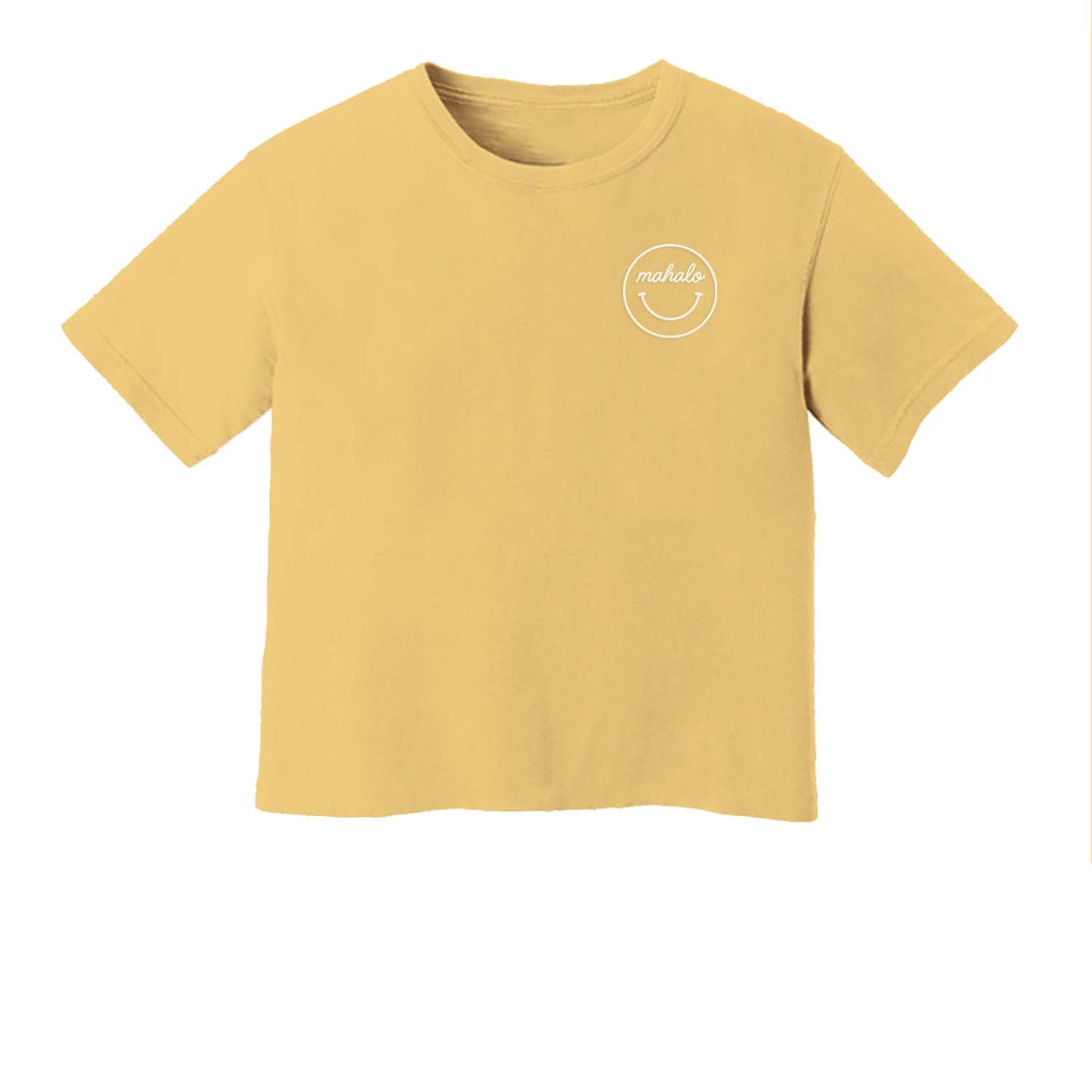 Mahalo Smiley Face Washed Crop Tee