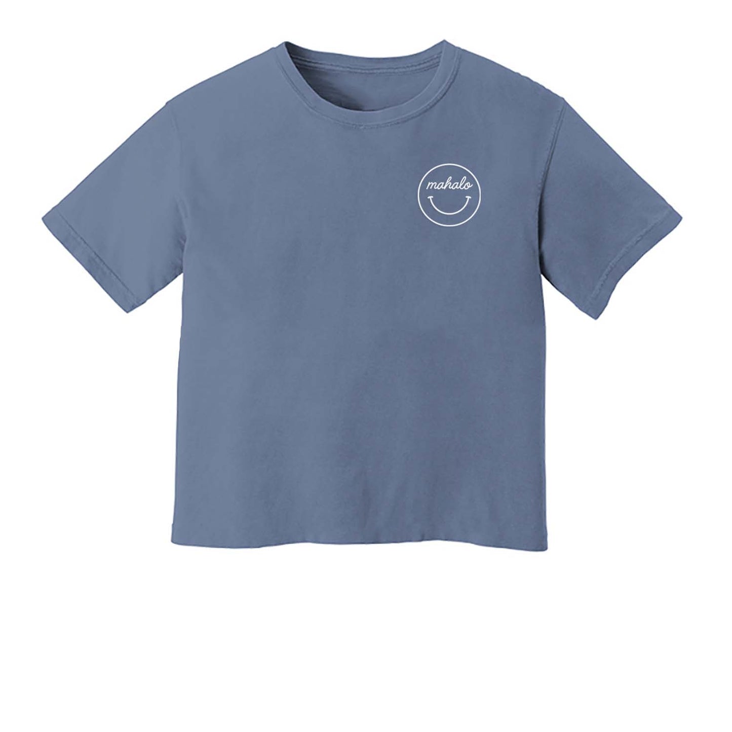 Mahalo Smiley Face Washed Crop Tee