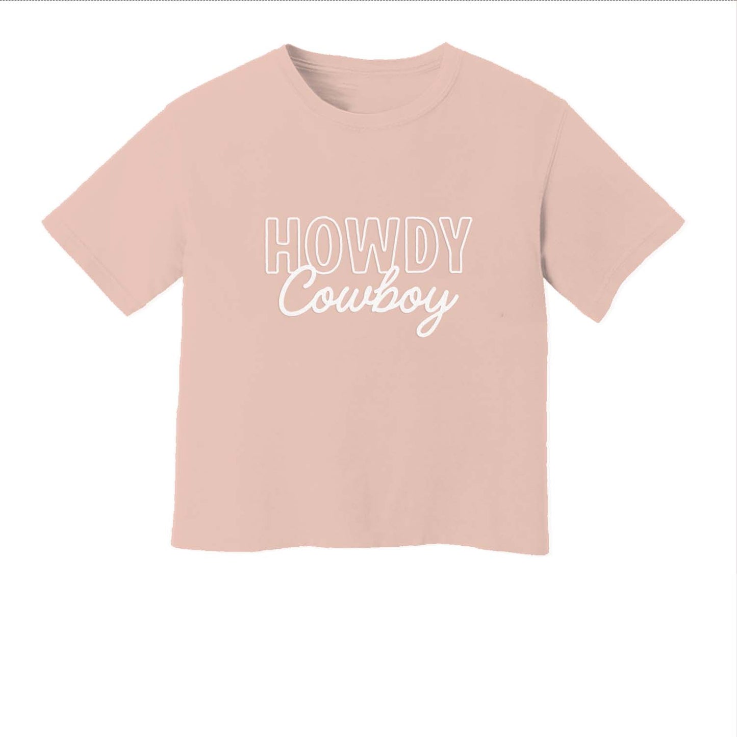 Howdy Cowboy Stacked Washed Crop Tee