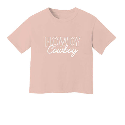 Howdy Cowboy Stacked Washed Crop Tee