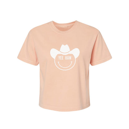 Yee Haw Cowboy Washed Crop Tee