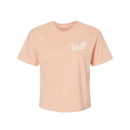 Y'all Cursive Washed Crop Tee