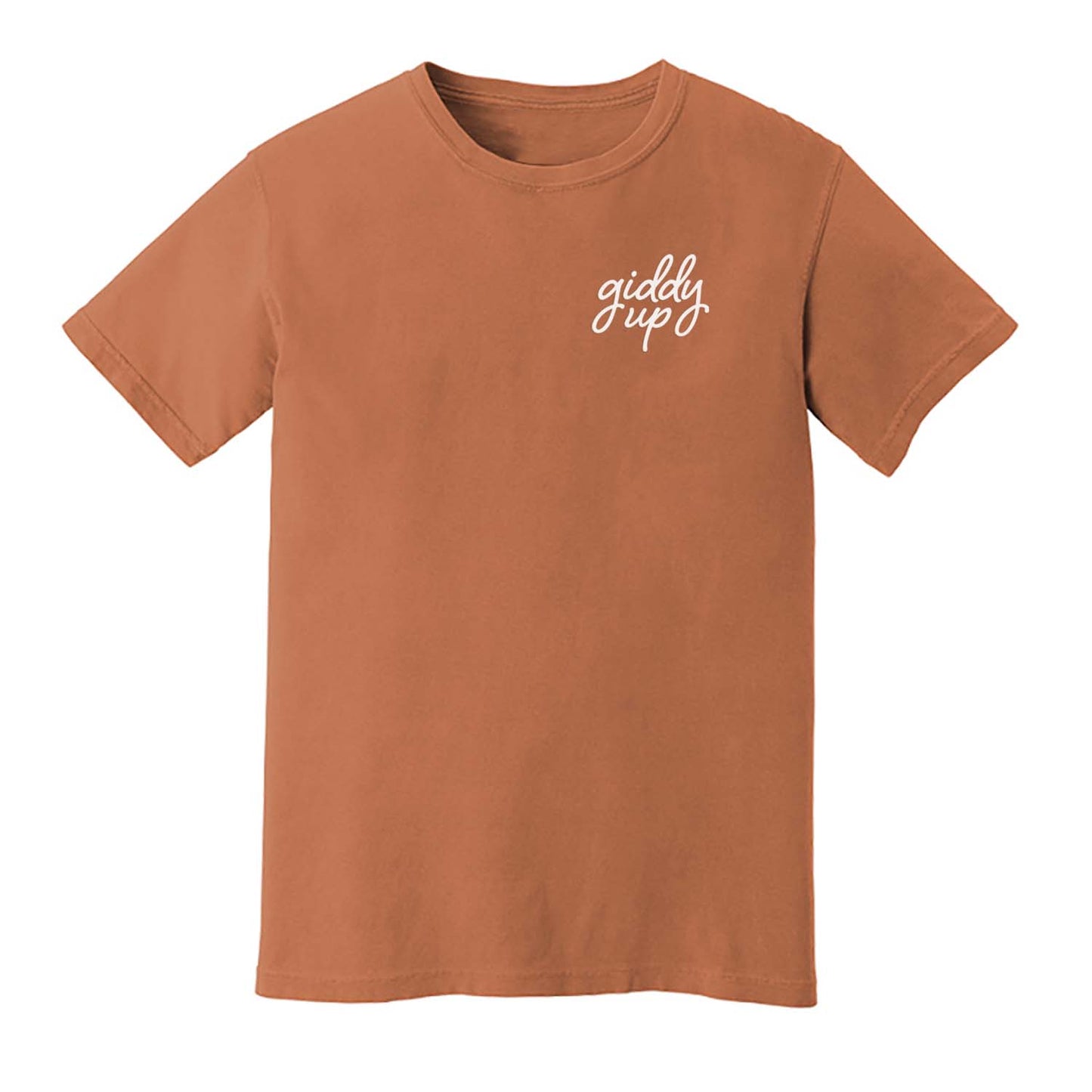 Giddy Up Cursive Stacked Washed Tee