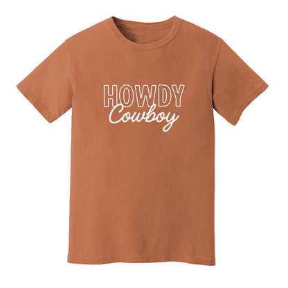 Howdy Cowboy Stacked Washed Tee