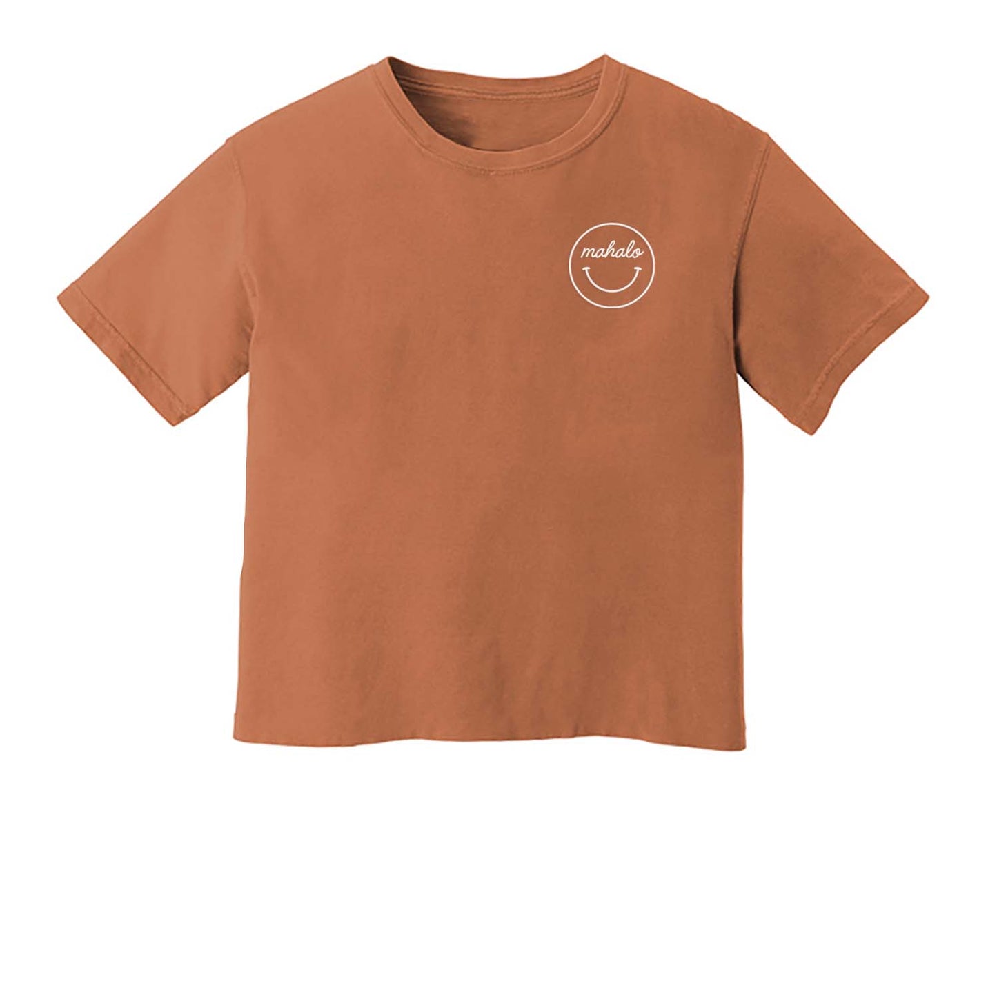 Mahalo Smiley Face Washed Crop Tee