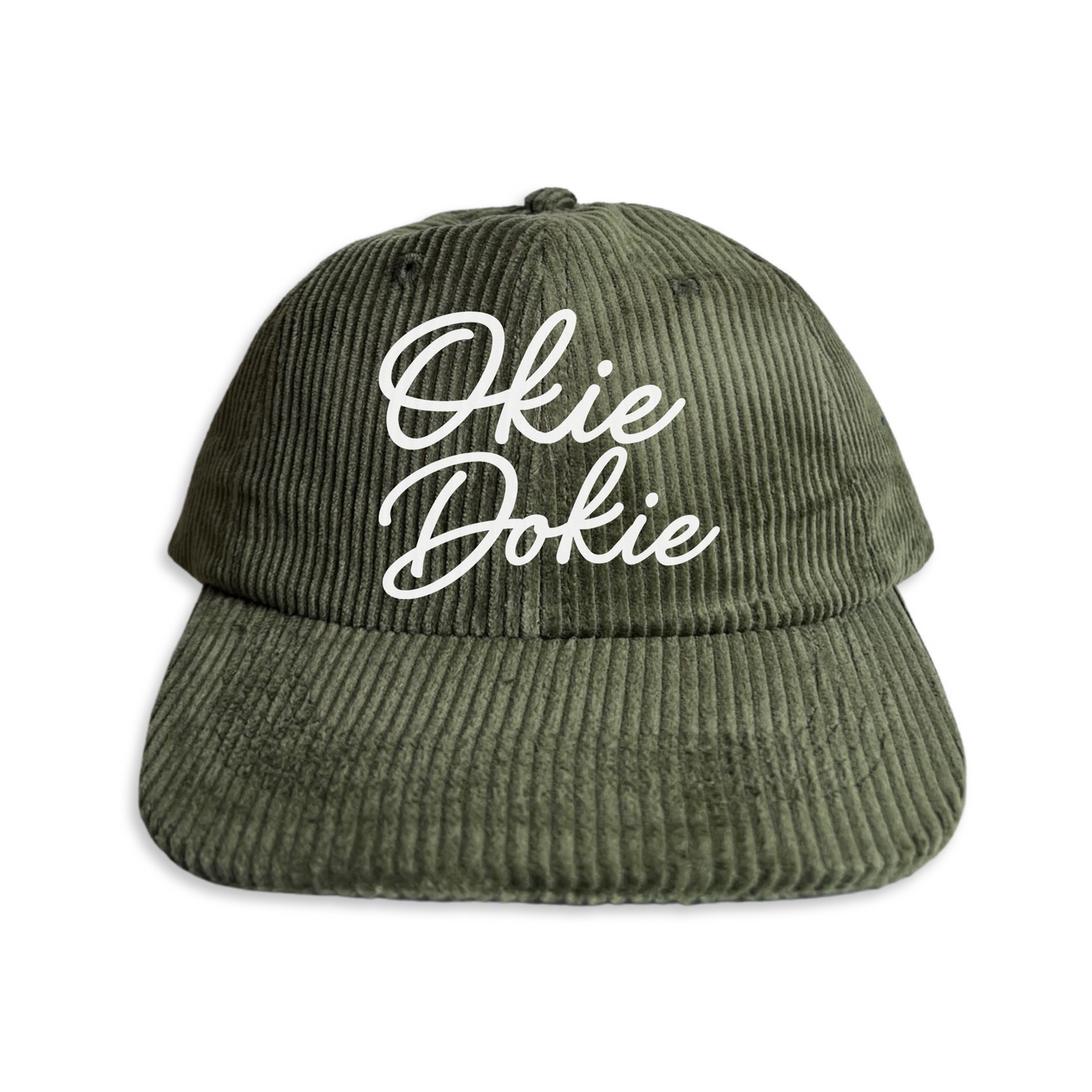 Okie Dokie Cursive Corduroy Cap