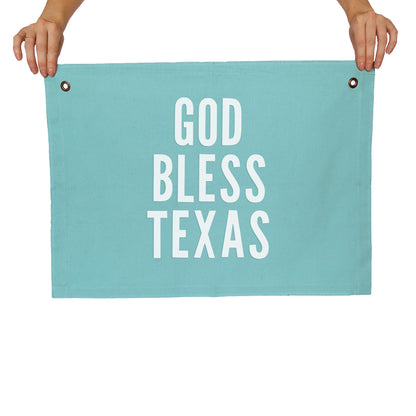 God Bless Texas Large Canvas Flag