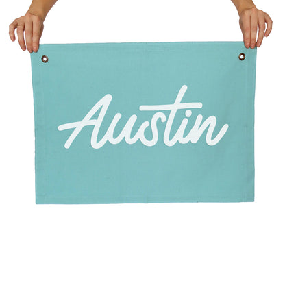 Austin Cursive Large Canvas Flag