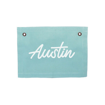 Austin Cursive Small Canvas Flag