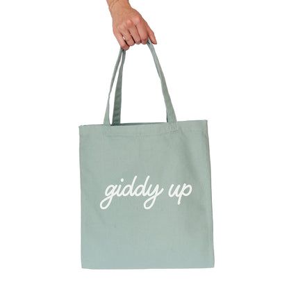 Giddy Up Cursive Tote Bag