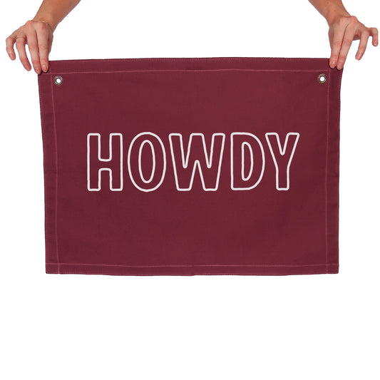 Howdy Outline Large Canvas Flag