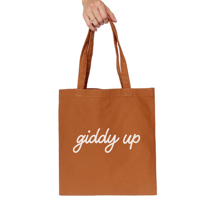 Giddy Up Cursive Tote Bag