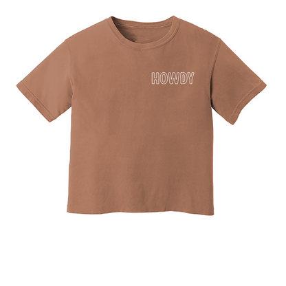 Howdy Outline Washed Crop Tee