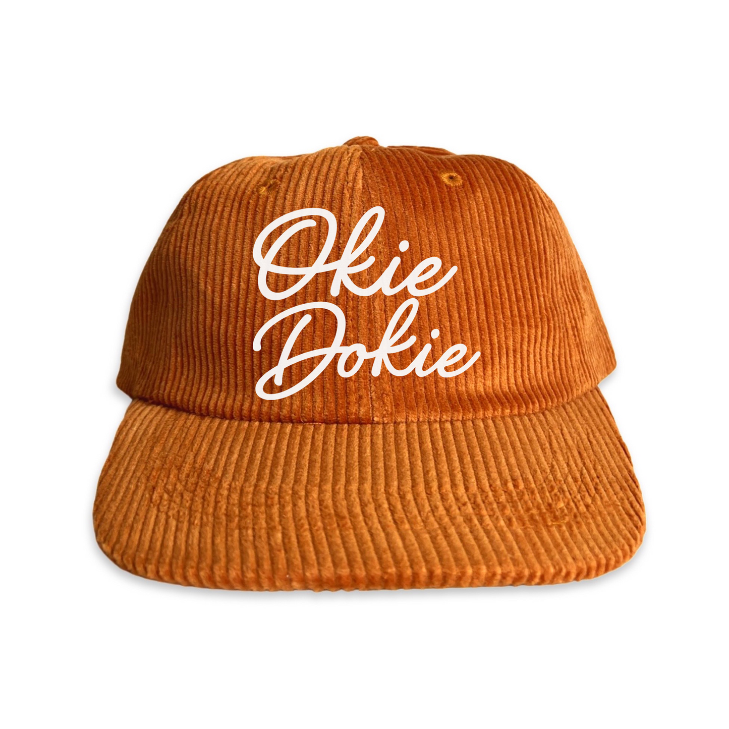 Okie Dokie Cursive Corduroy Cap