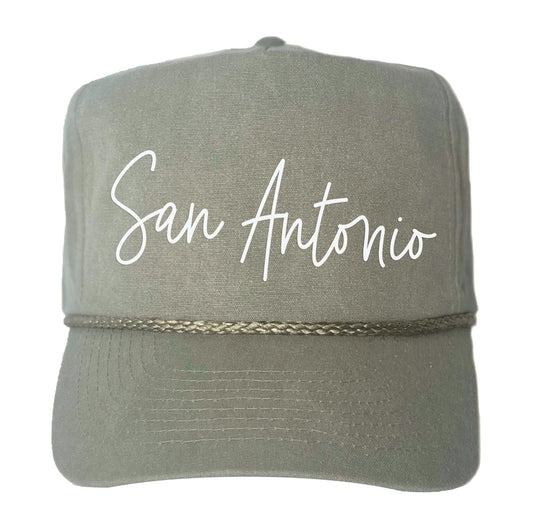 San Antonio Cursive Canvas Trucker