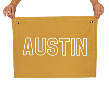 Austin Outline Large Canvas Flag