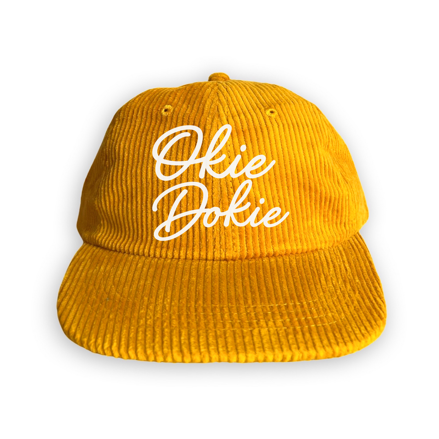 Okie Dokie Cursive Corduroy Cap